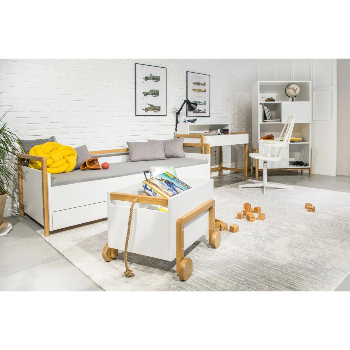 Kontenerek VICTOR biały/dąb