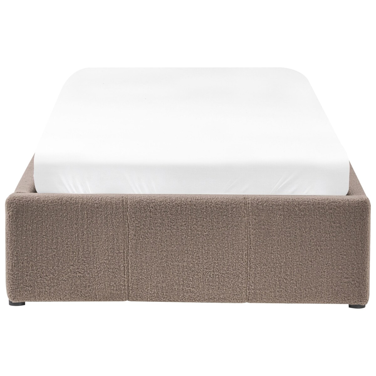 Łóżko z pojemnikiem bez zagłówka Boucle DINAN 90 x 200 cm Beżowoszary