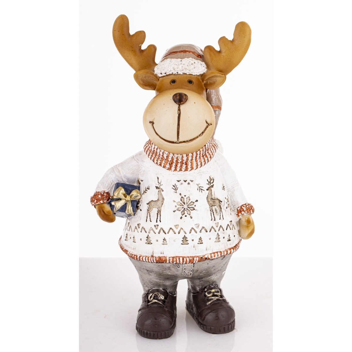 Figurka - łoś 17,5x9x7 cm ALCE w białym sweterku