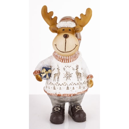 Figurka - łoś 17,5x9x7 cm ALCE w białym sweterku