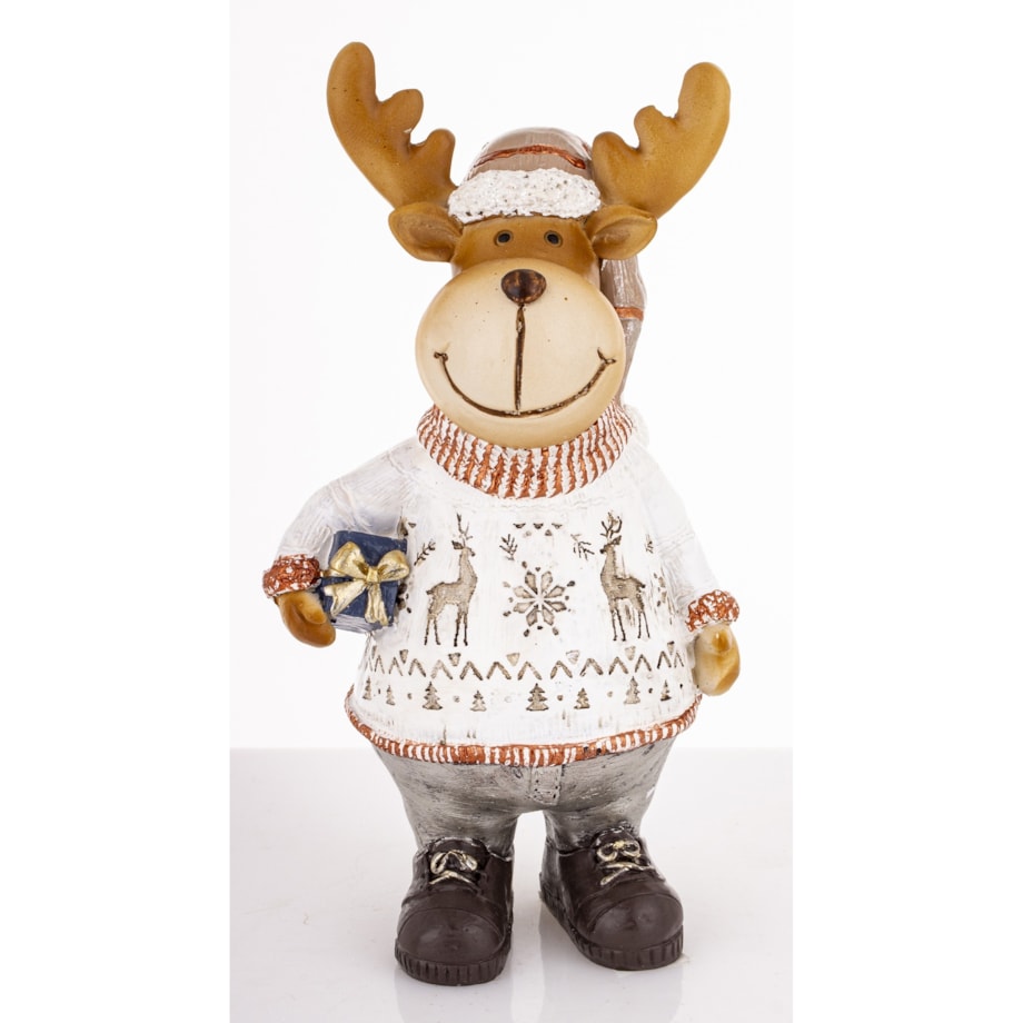 Figurka - łoś 17,5x9x7 cm ALCE w białym sweterku