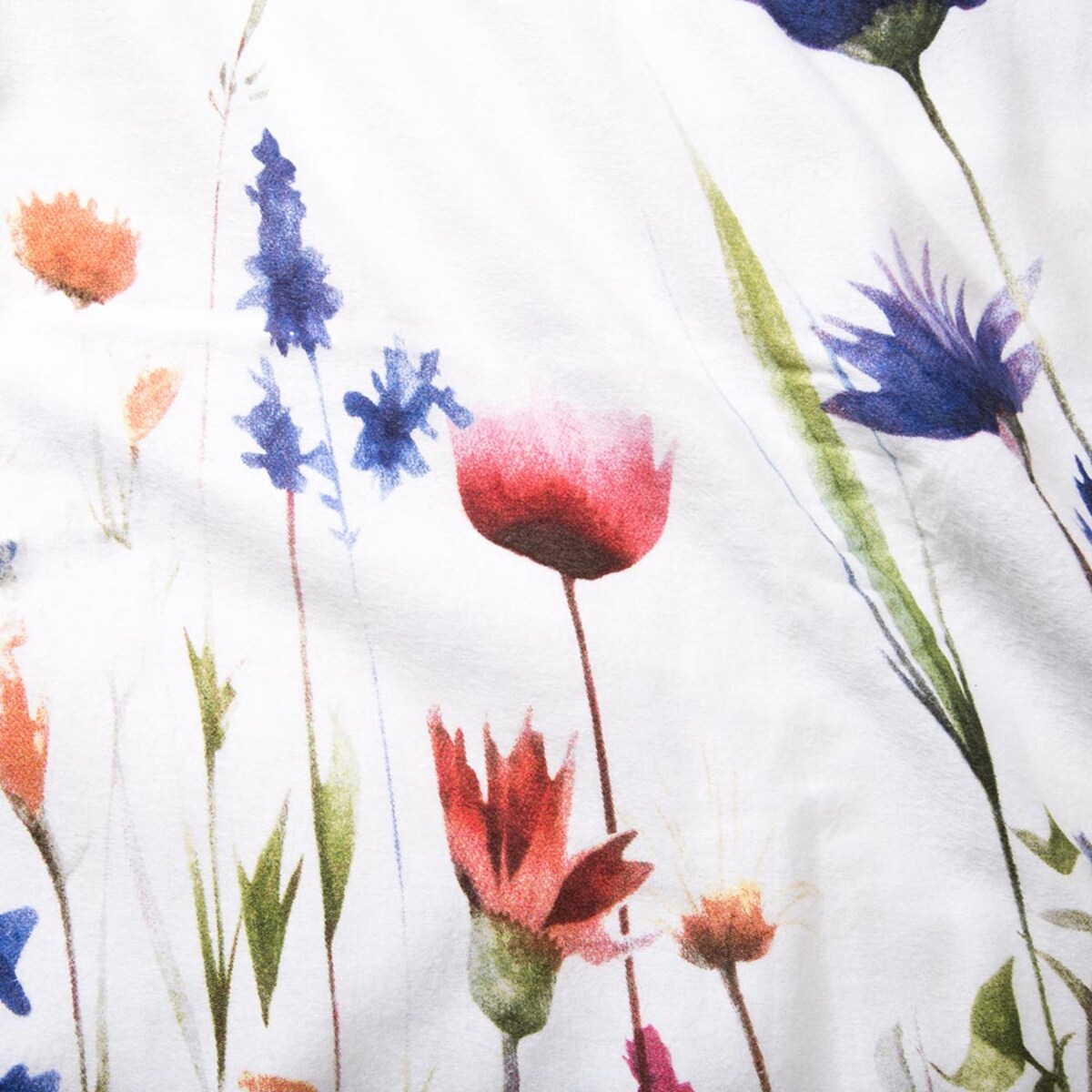 Pościel flanelowa 180x200 Florina Snow biała z kolorowymi kwiatami, Flanelove