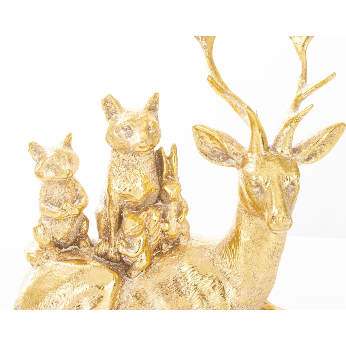 Dekoracja - złoty jeleń i zwierzaki 15x12x7 cm SANU leżący