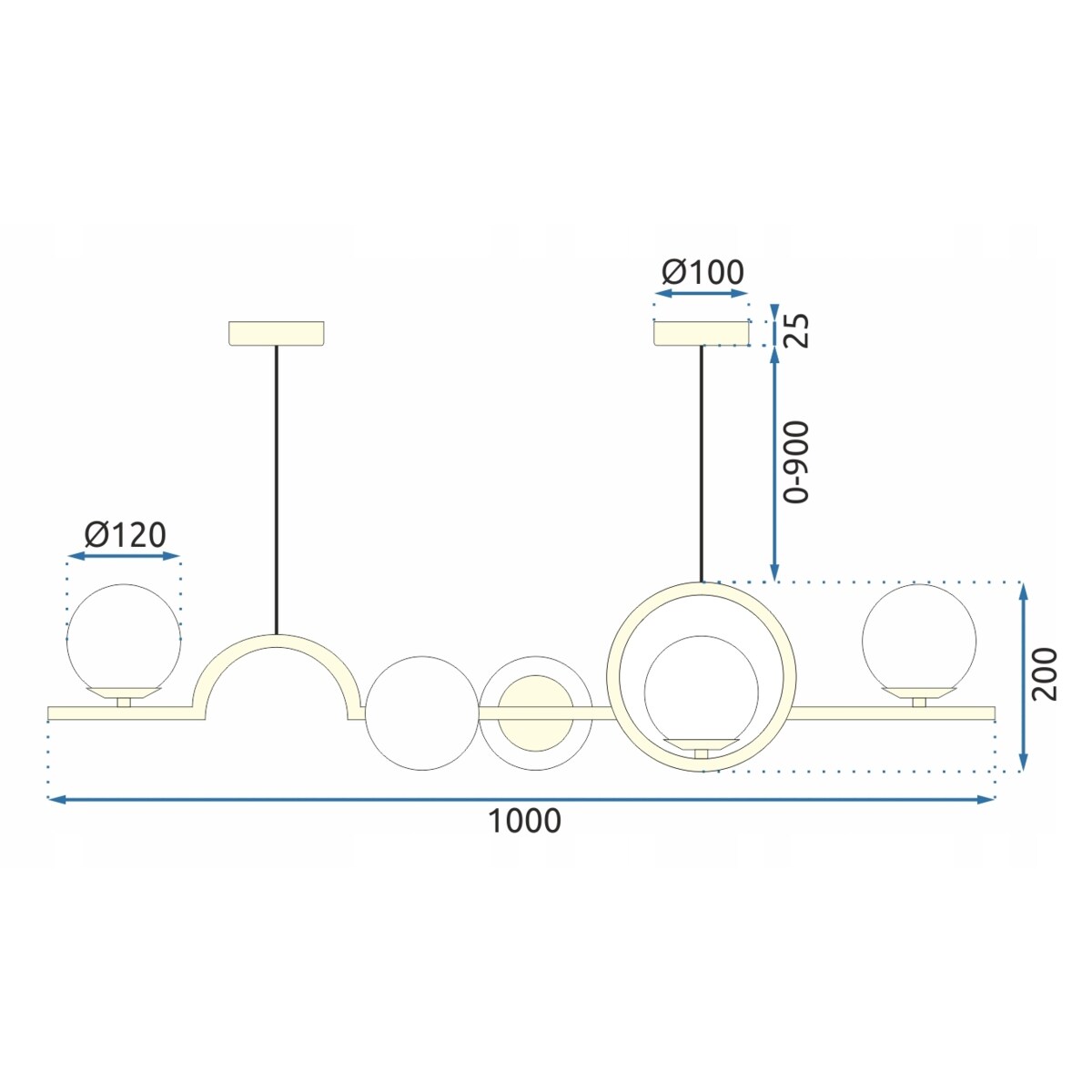 Lampa Sufitowa Nowoczesna Gold Złota E27 Klosz X5