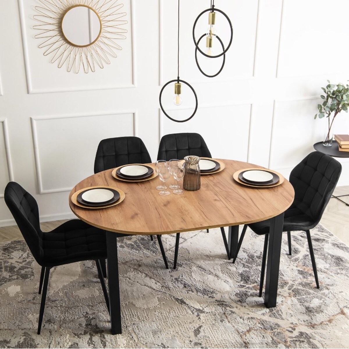 Krzesło Tapicerowane Do Salonu Jadalni Pikowane Czarne LUCKY