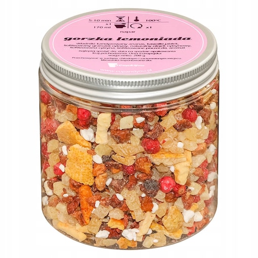 Herbata owocowa GORZKA LEMONIADA o lekko kwaśnym smaku lemoniady PREMIUM - herbata liściasta sypana mieszanka napar susz - gotowa na prezent upominek