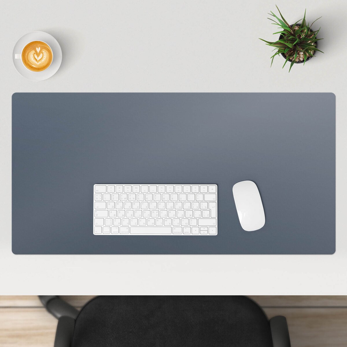 Szara mata na biurko Kolor Ciemnoniebieski, 90x45 cm