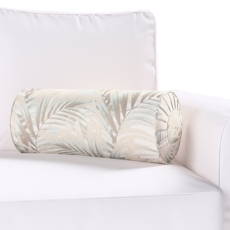Poduszka wałek z zakładkami, beżowo-kremowe liście palmy na białym tle , Ø20 x 50 cm, Gardenia