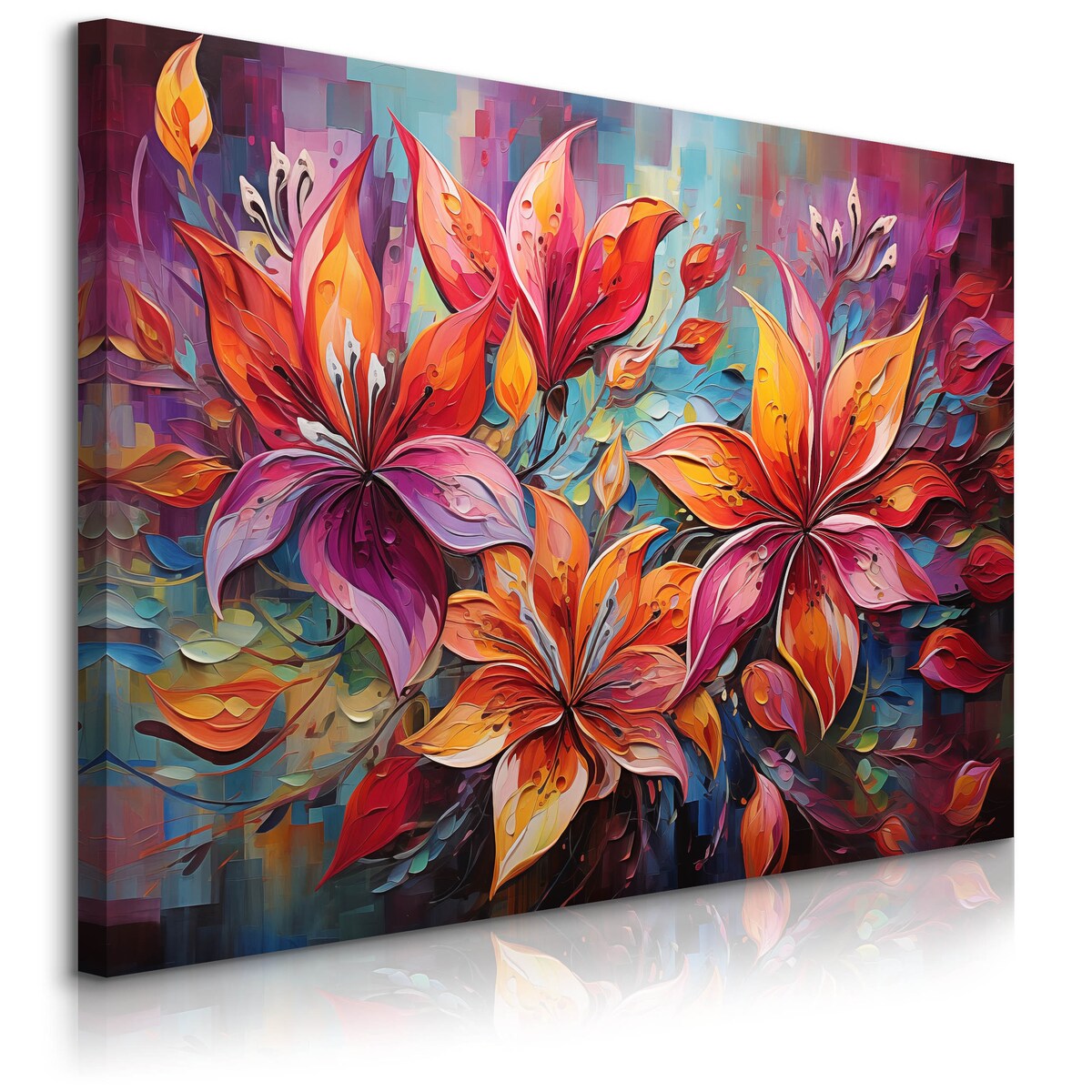 Obraz Na Płótnie Do Jadalni Kolorowe Kwiaty Natura Abstrakcja 120x80cm