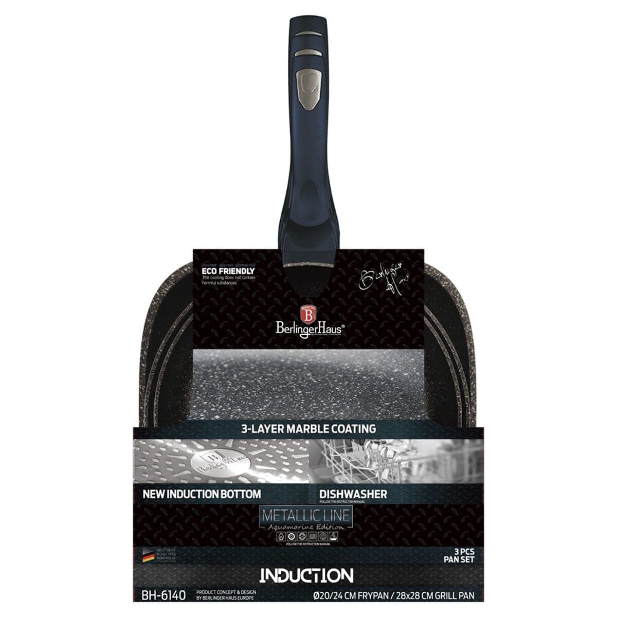Zestaw 3 patelni BerlingerHaus Metallic Line Aquamarine BH-6140