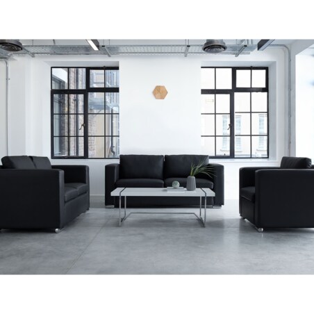 Komplet wypoczynkowy skórzany 6-osobowy czarny HELSINKI