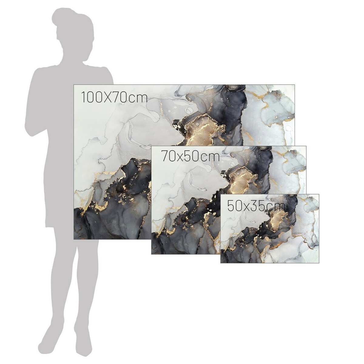 Obraz na płótnie Black&Gold Abstraction, 35 x 50 cm