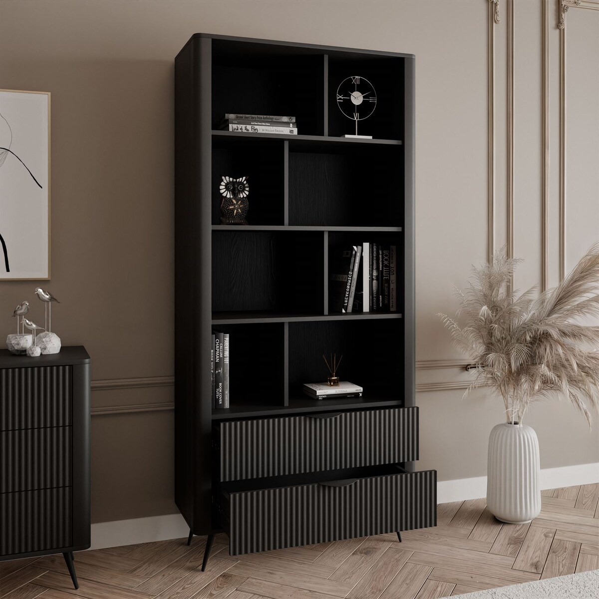 Regał SCARLETT z szufladami czarny