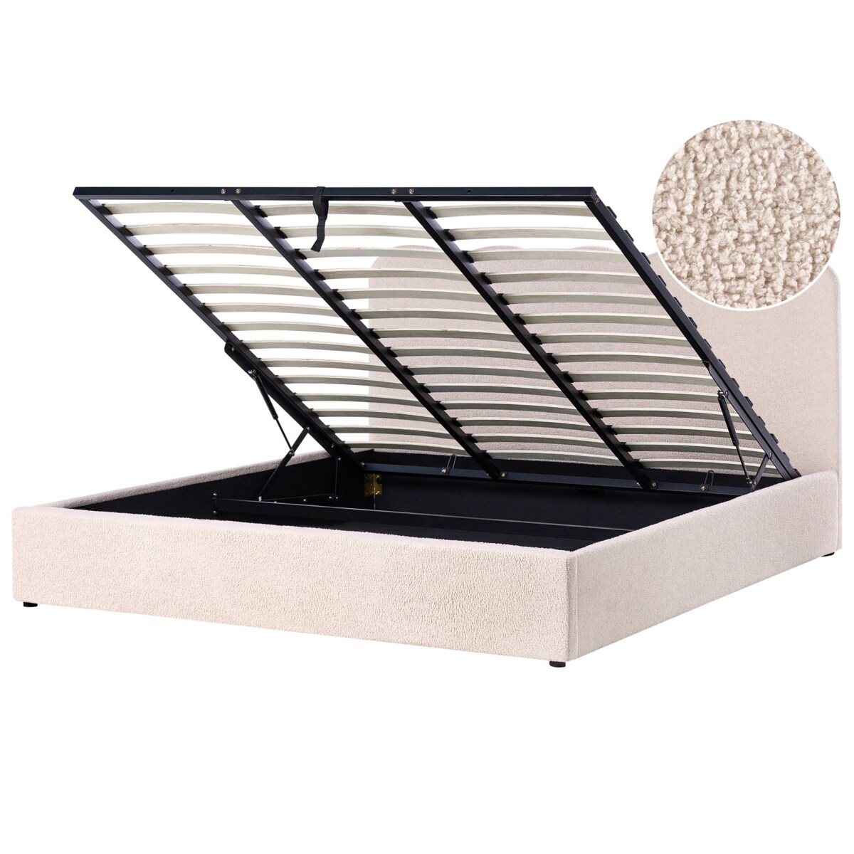 Łóżko z pojemnikiem Boucle NANTERRE 180 x 200 cm Beżowy