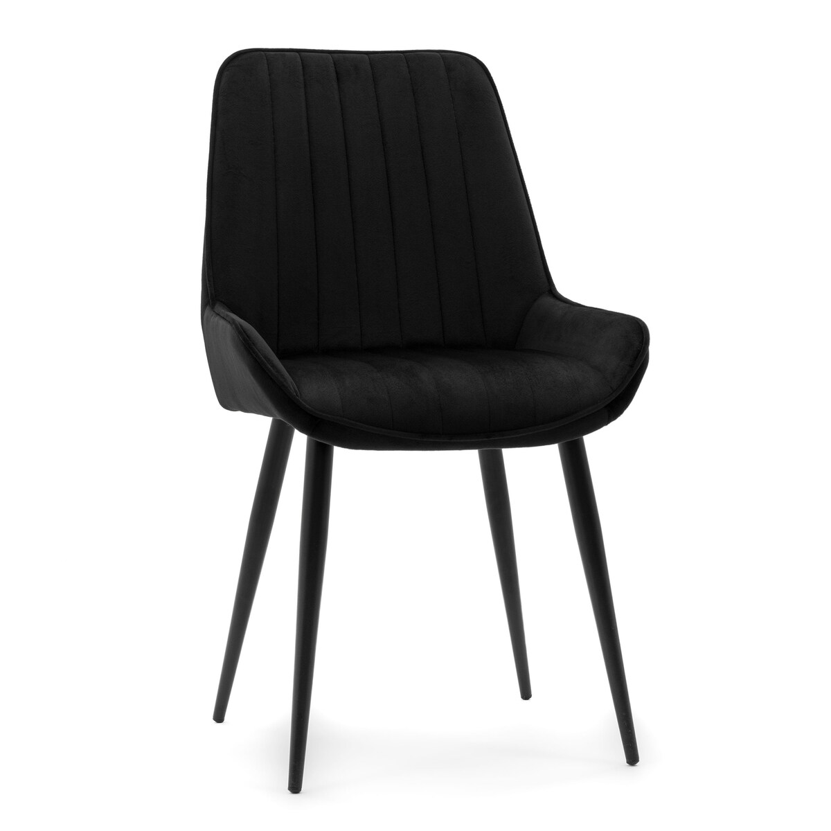 Krzesło tapicerowane welurowe do salonu jadalni nowoczesne glamour LUCA czarna