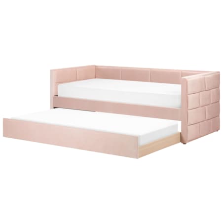 Łóżko wysuwane welurowe 90 x 200 cm różowe CHAVONNE