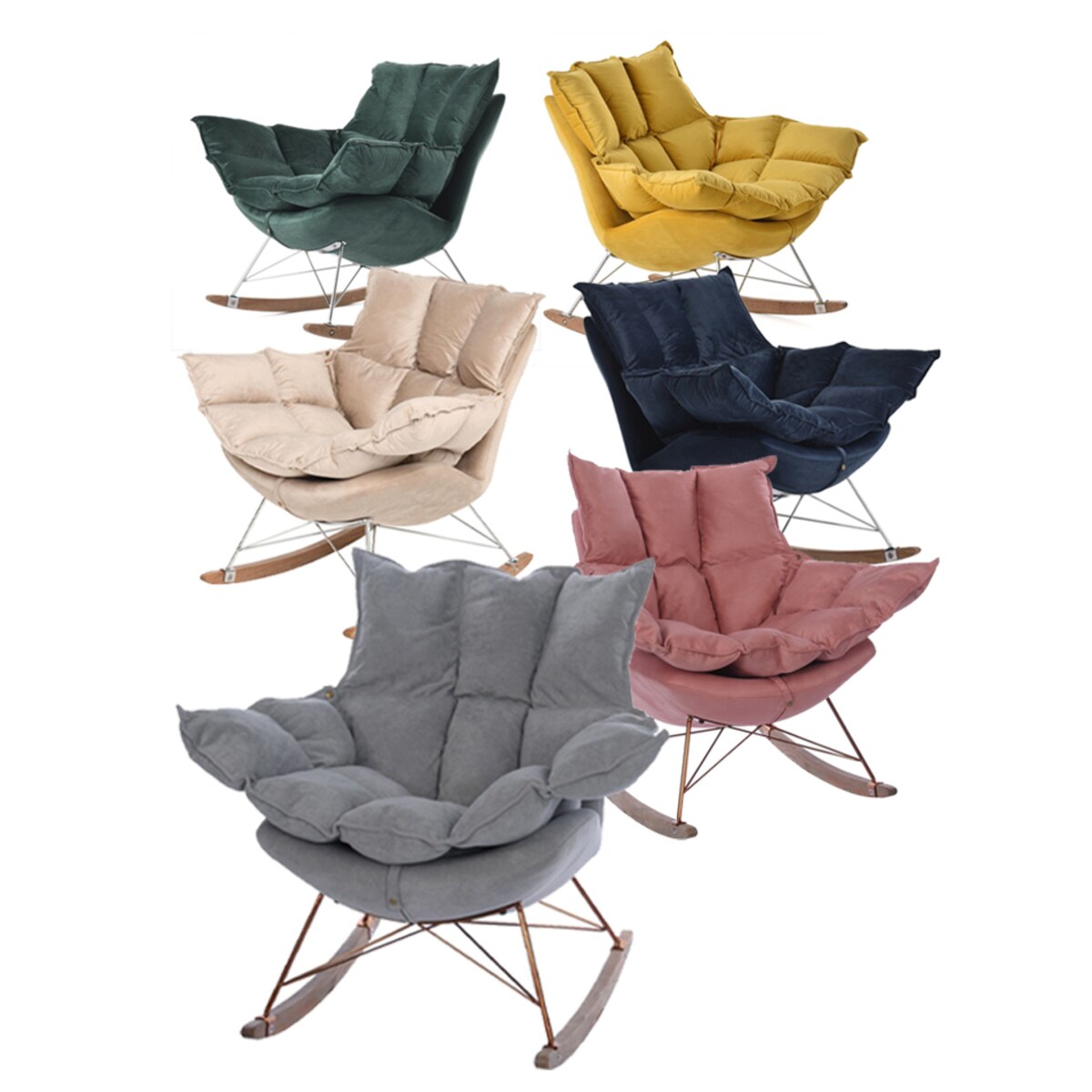 Fotel bujany Lieslie granatowy welur 90x102x85 cm Miloo Home