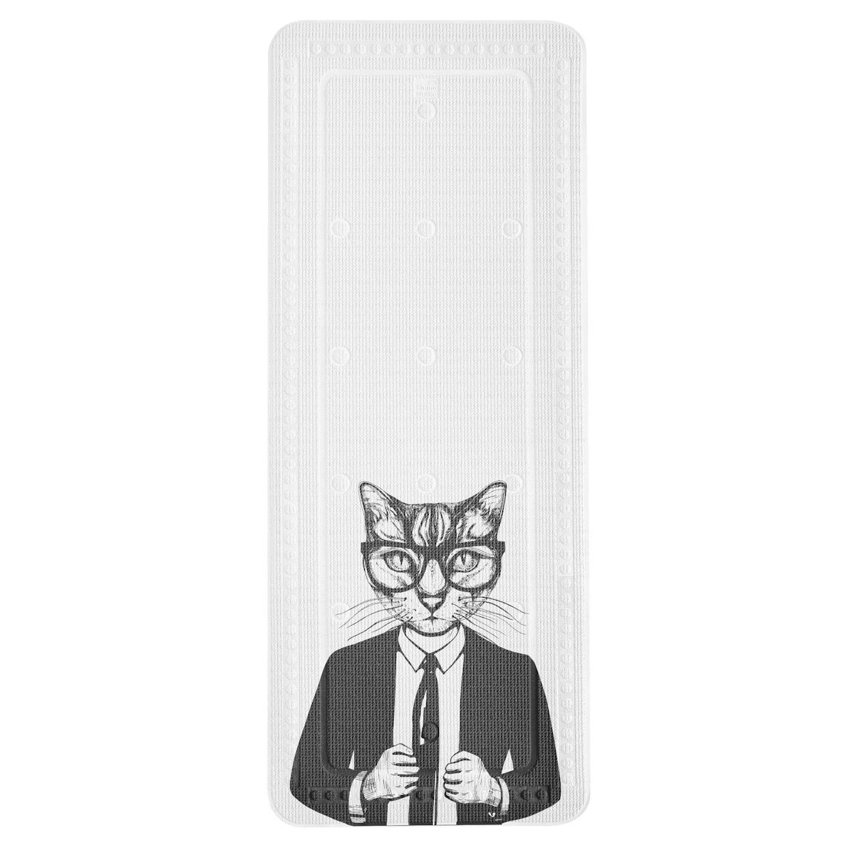 Kleine Wolke Kalli Mata antypoślizgowa do wanny 36x92 cm kot PVC czarno-biały