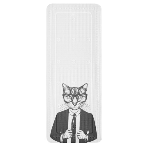 Kleine Wolke Kalli Mata antypoślizgowa do wanny 36x92 cm kot PVC czarno-biały