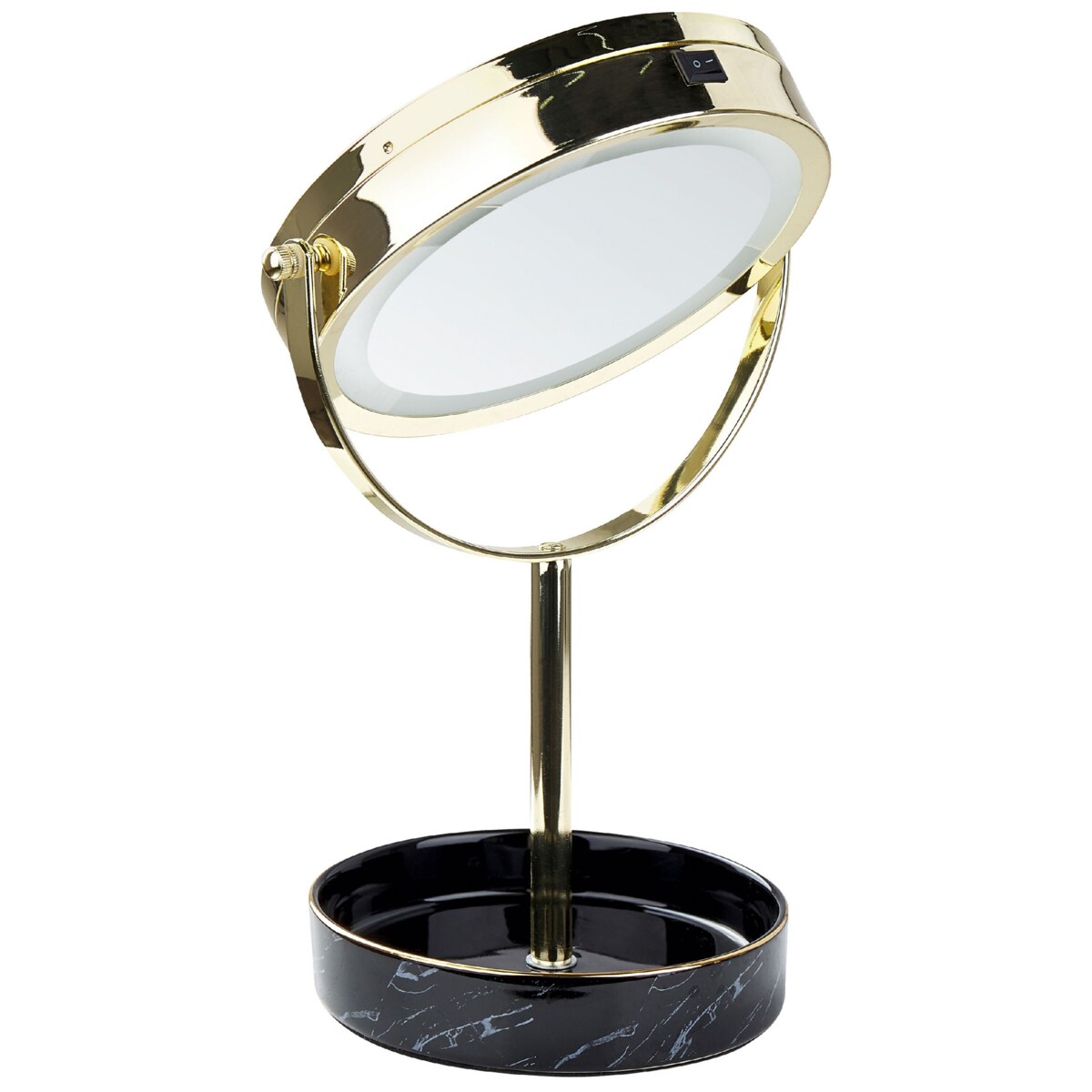 Lusterko kosmetyczne LED ø 20 cm złote z czarnym SAVOIE