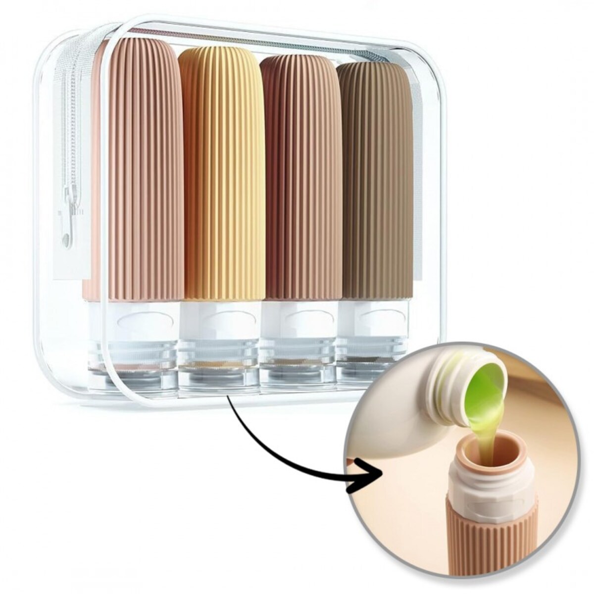 Zestaw silikonowych pojemniczków, buteleczek podróżnych 4w1 90ml KS137WZ2