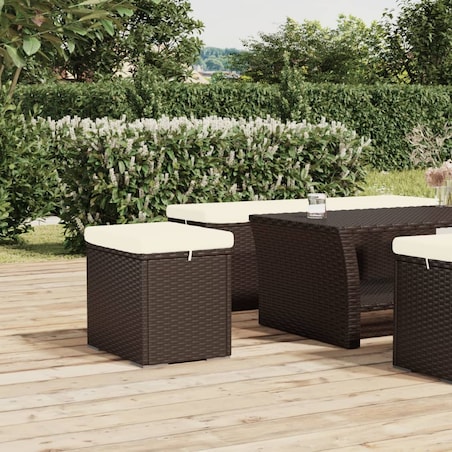 vidaXL Podnóżki z poduszką, 2 szt., brązowe, 40x30x40 cm, polirattan