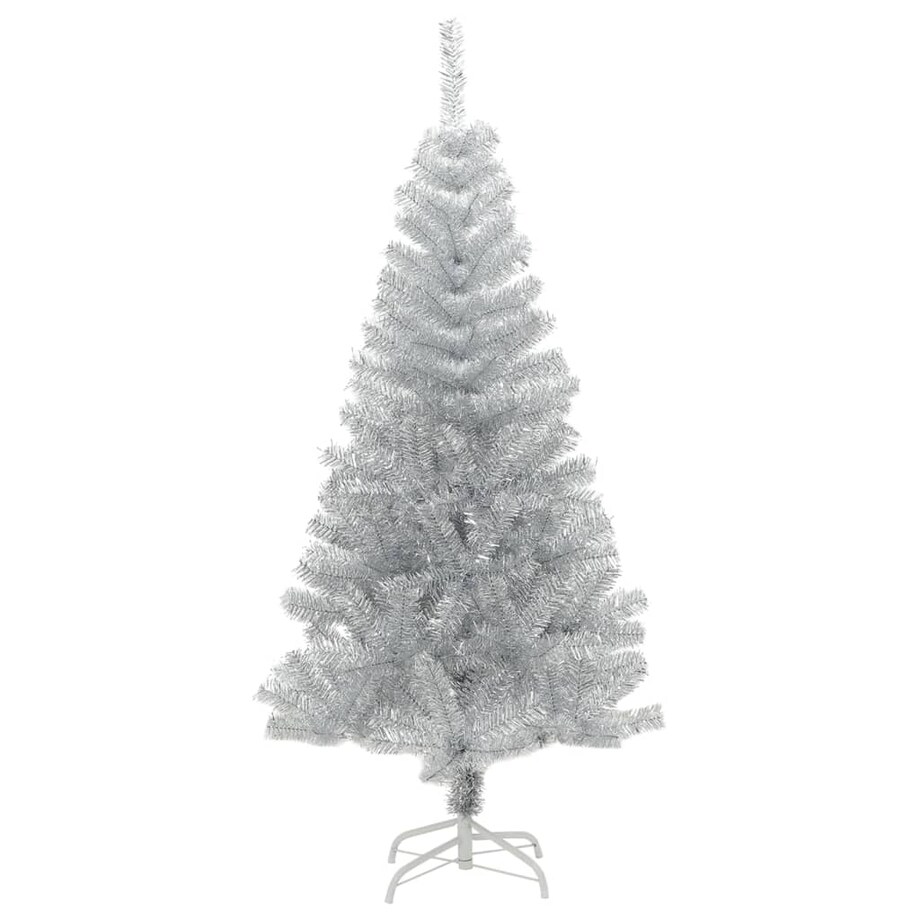 vidaXL Sztuczna choinka ze stojakiem, srebrna, 150 cm, PET