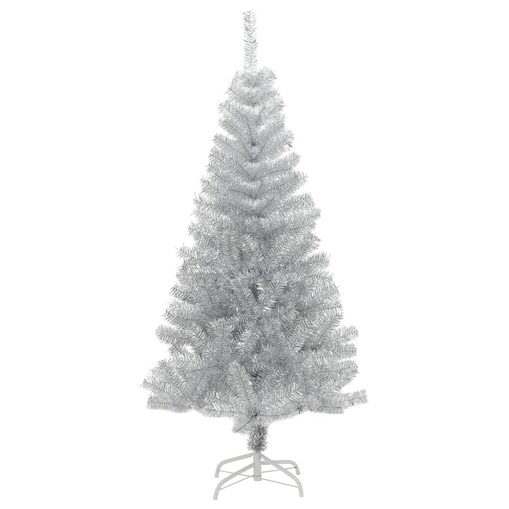 vidaXL Sztuczna choinka ze stojakiem, srebrna, 150 cm, PET