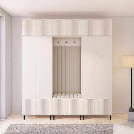 Garderoba frezowana na wysokich nogach Ritmo wersja 3 Trinity 02 kaszmir