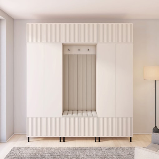 Garderoba frezowana na wysokich nogach Ritmo wersja 3 Trinity 02 kaszmir