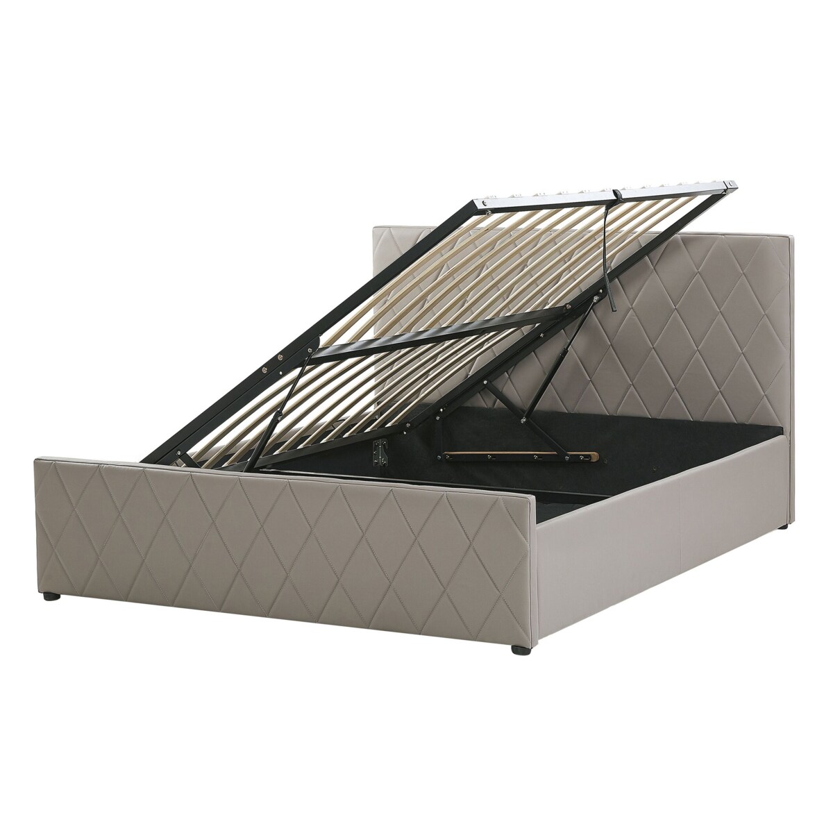 Łóżko z pojemnikiem ekoskóra 140 x 200 cm beżowoszare ROCHEFORT