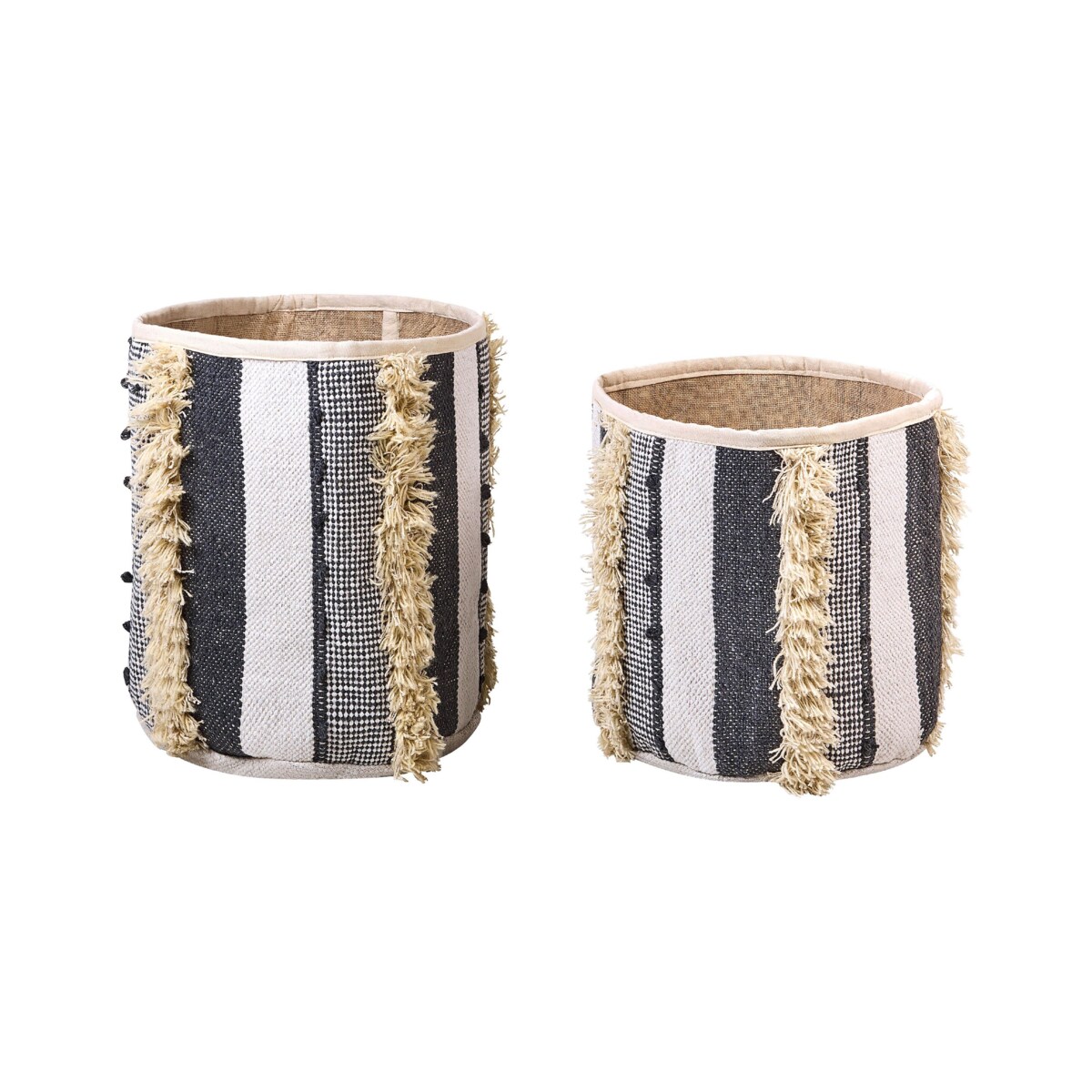 Zestaw 2 koszy bawełnianych beżowy z szarym KOTKAI