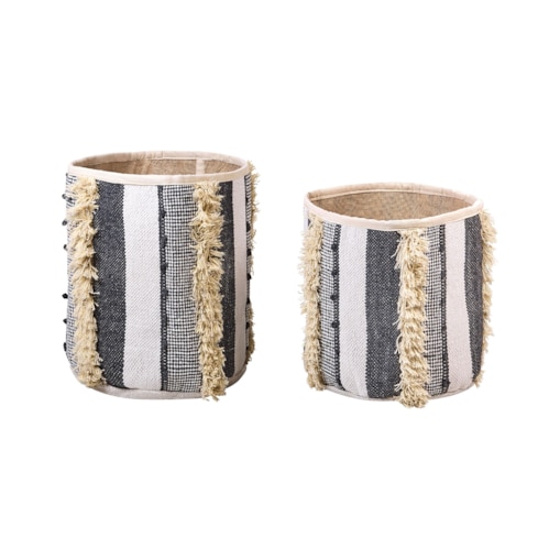 Zestaw 2 koszy bawełnianych beżowy z szarym KOTKAI