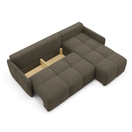 Narożnik MONO z funkcją spania i ozdobnymi poduszkami prawy, kolor taupe