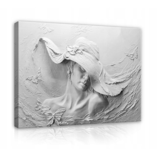 OBRAZ KOBIETA W KAPELUSZU ABSTRAKCJA NA PŁÓTNIE ŚCIANĘ NOWOCZESNY DO SYPIALNI SALONU DUŻY 100x70