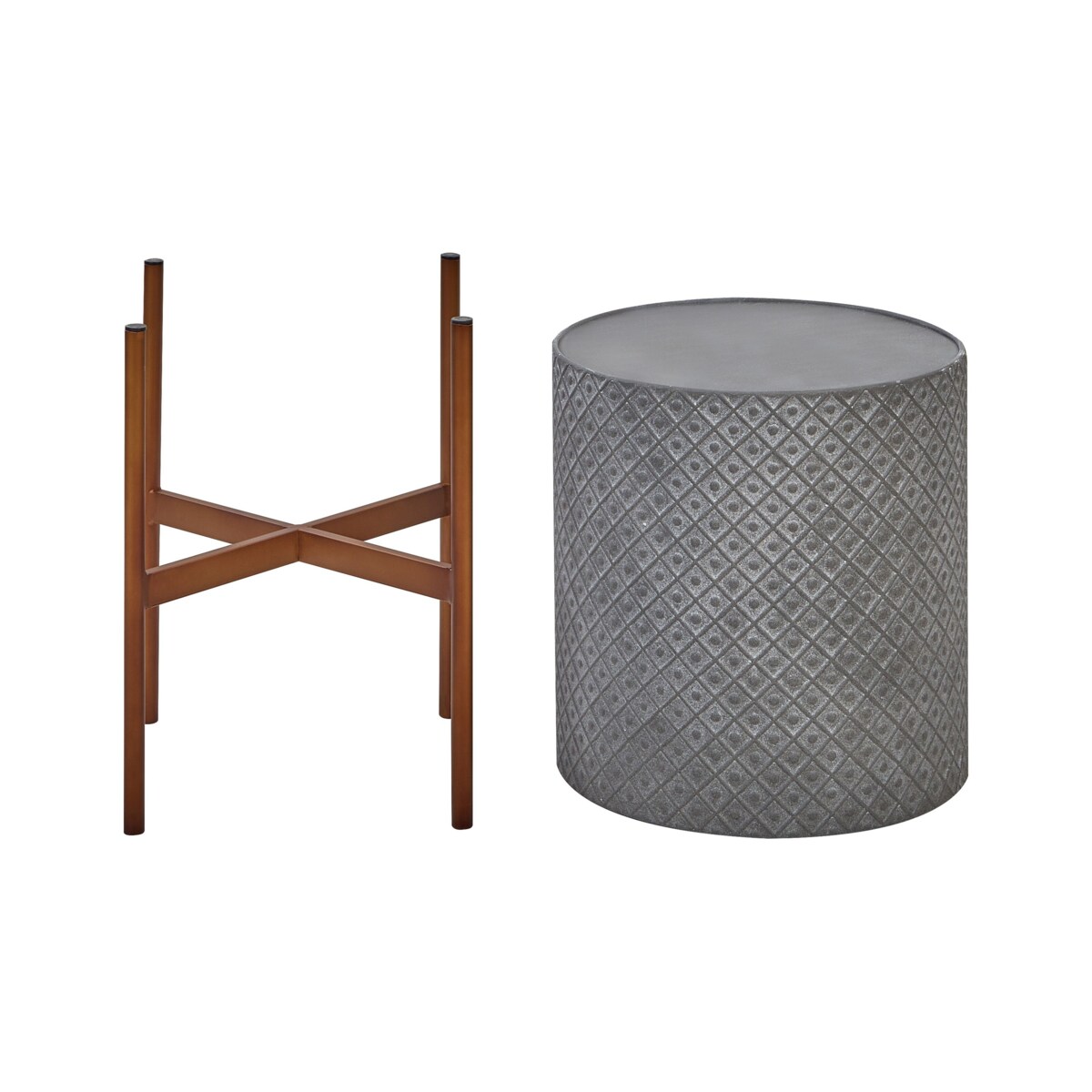 Doniczka na stojaku metalowa 31 x 31 x 52 cm szara ALATUM