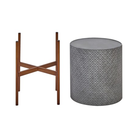 Doniczka na stojaku metalowa 31 x 31 x 52 cm szara ALATUM