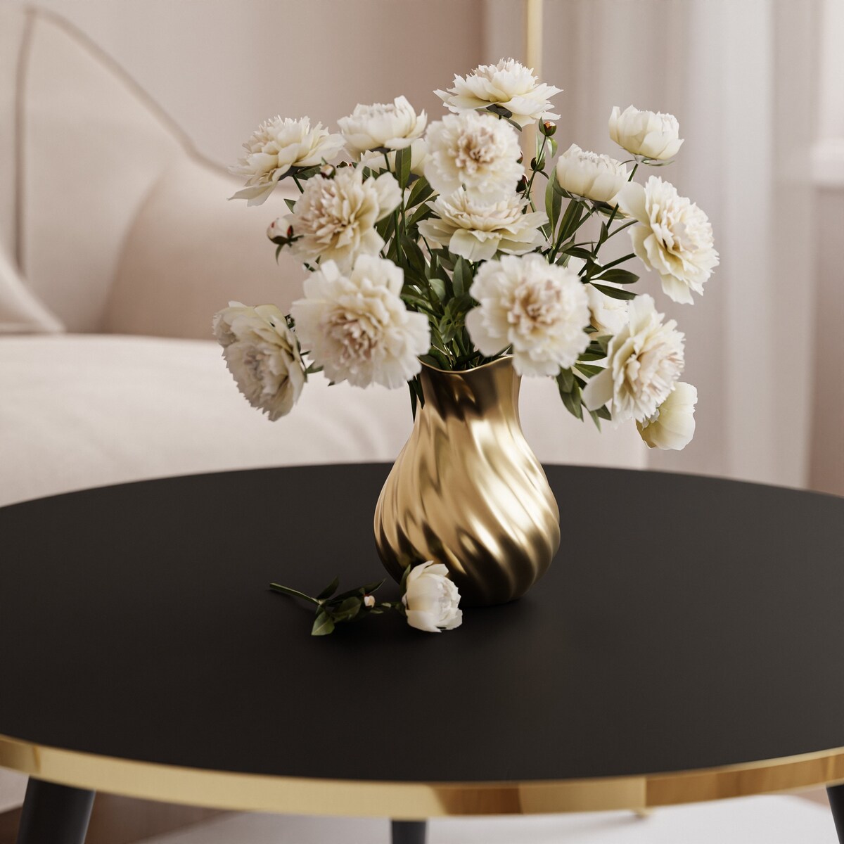 Okrągły stolik kawowy SOLEIL czarny mat