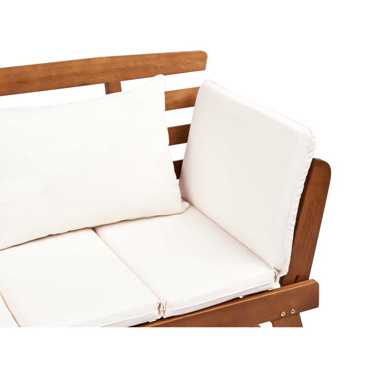 Ławka ogrodowa z poduchą PORTICI 210 cm Drewno Ciemne drewno