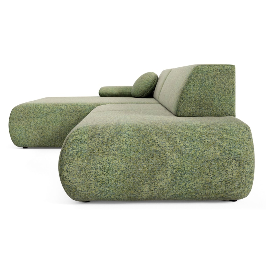 Narożnik rozkładany PENTI z pojemnikiem na pościel, lewy, zielony