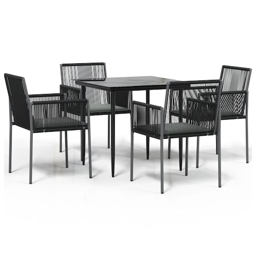 vidaXL 5-cz. zestaw mebli ogrodowych z poduszkami, czarny