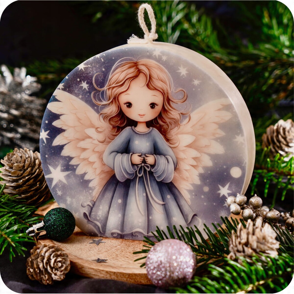 Prezent na Święta Aniołek Dekoracja Świąteczna Anioł Świeca Sojowa Ozdobna