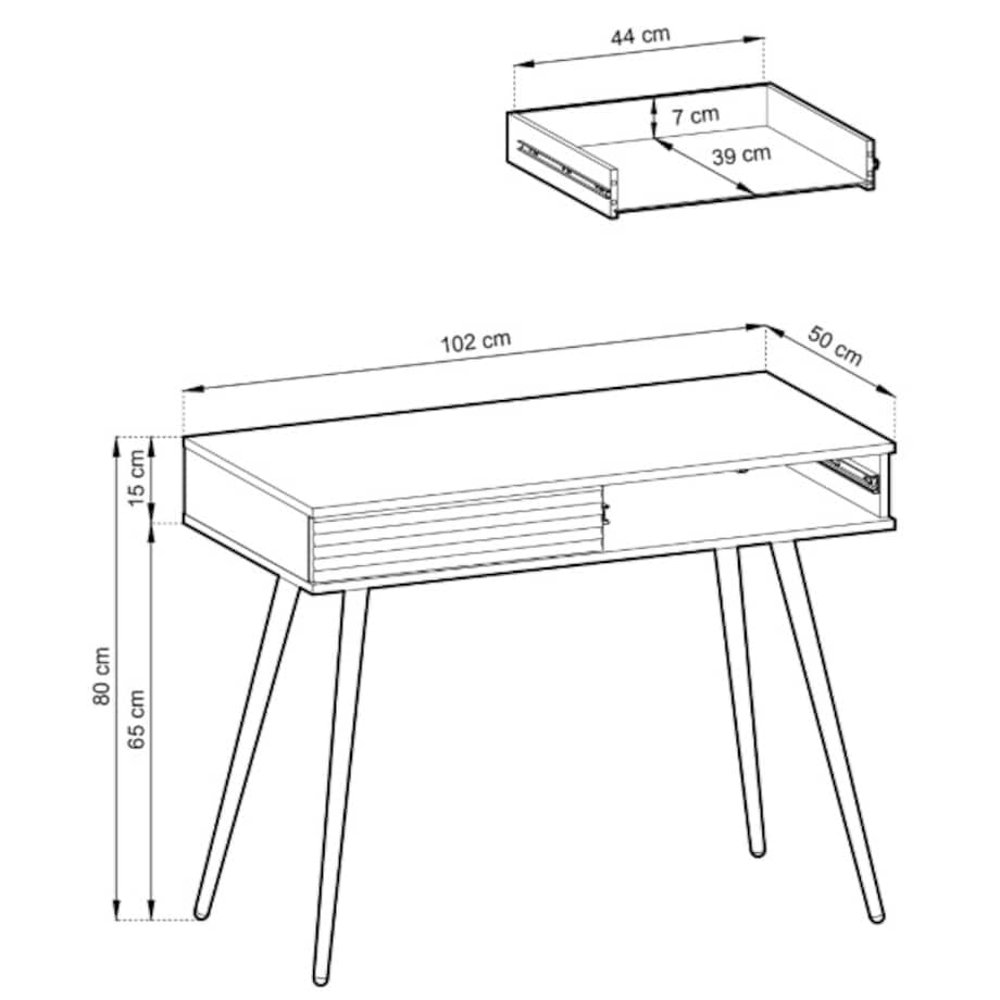 Toaletka ryflowana POLO 102 na wysokich czarnych nóżkach, czarna
