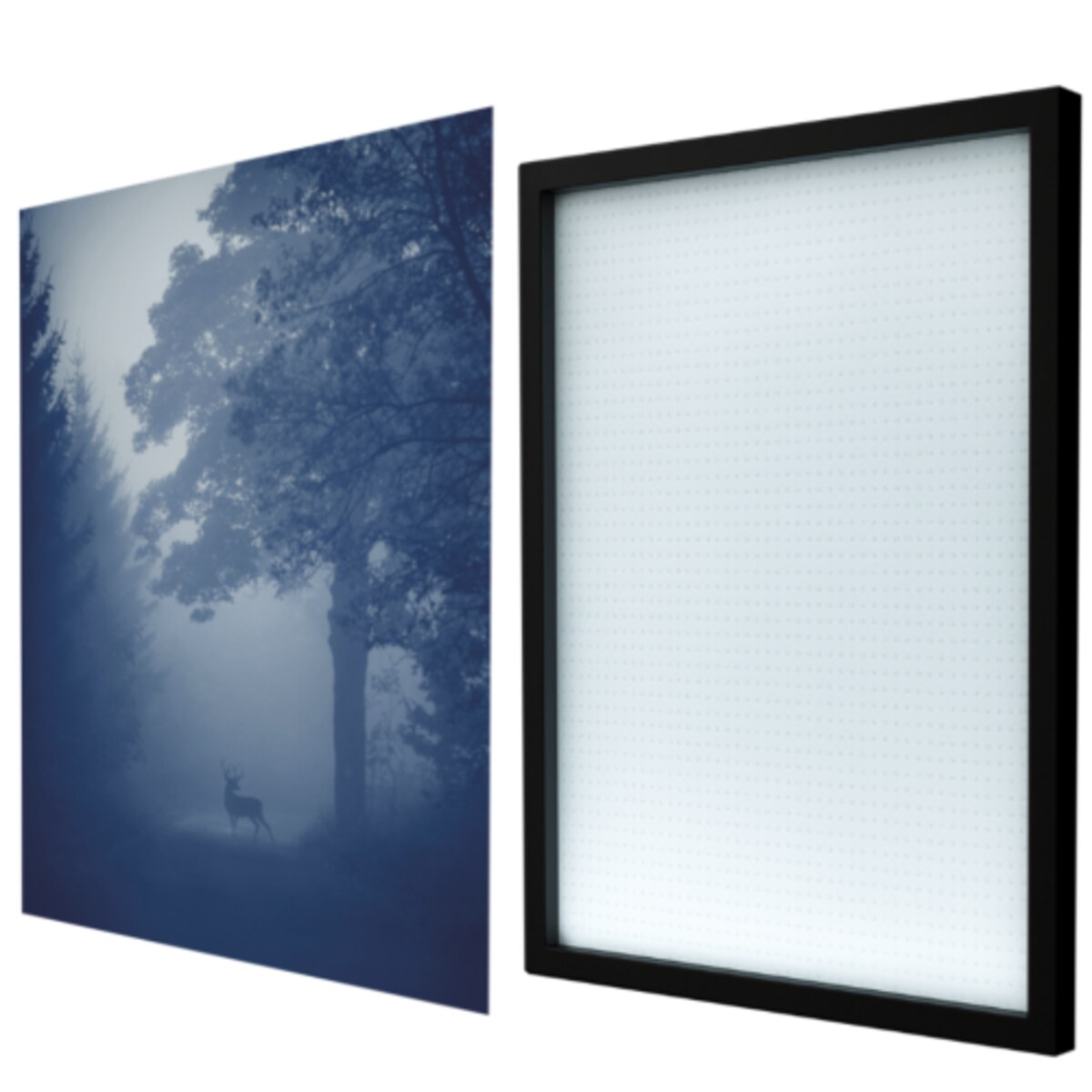 OBRAZ PODŚWIETLANY LED JELEŃ ramka czarna ELEGANCE SLIM 50x70 cm + zasilacz