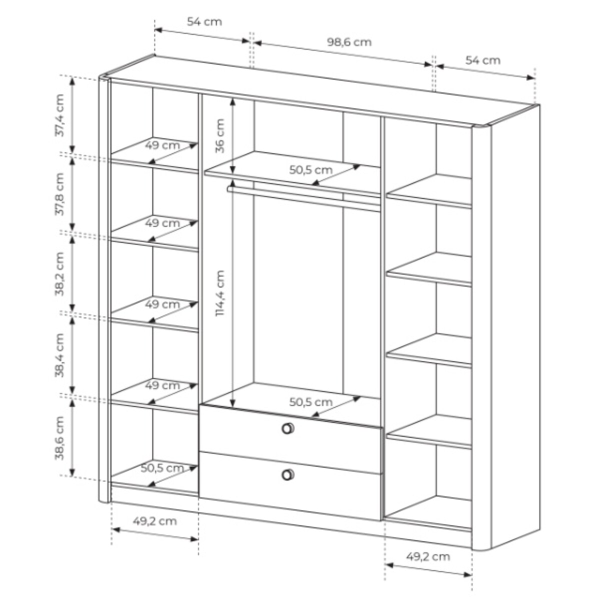 Szafa Sypialniana 213 KIKI z lustrem o zaokrąglonych kształtach