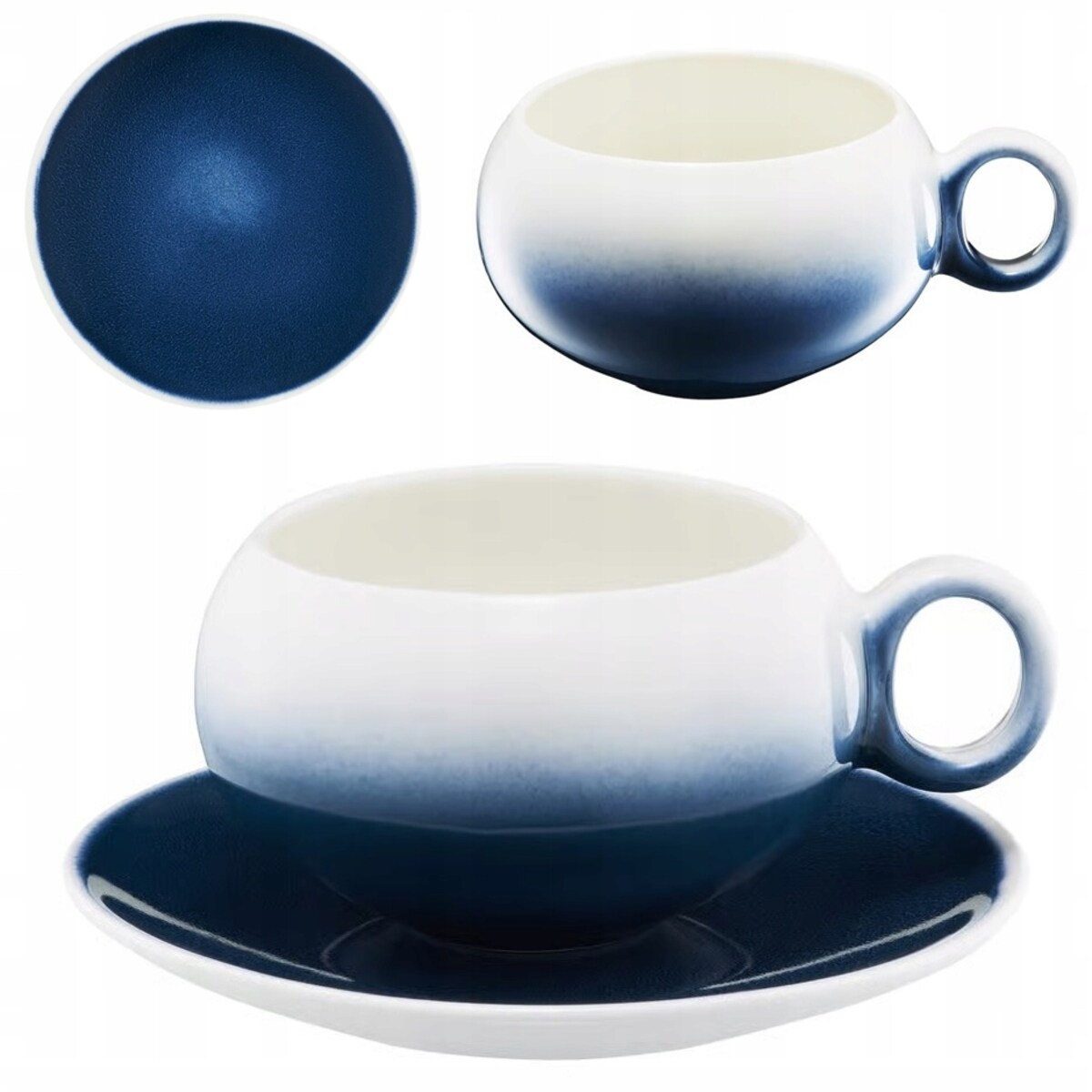 2x FILIŻANKA SPODEK CERAMIKA 250 ml na kawę espresso herbatę granat