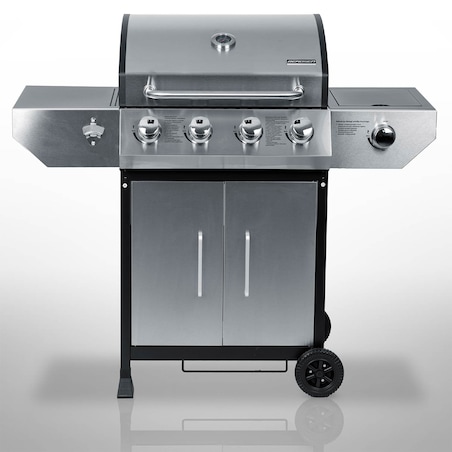 Grill gazowy ogrodowy Berdsen BD-896 żeliwny ruszt z pokrywą mocny 4+1 palniki termometr