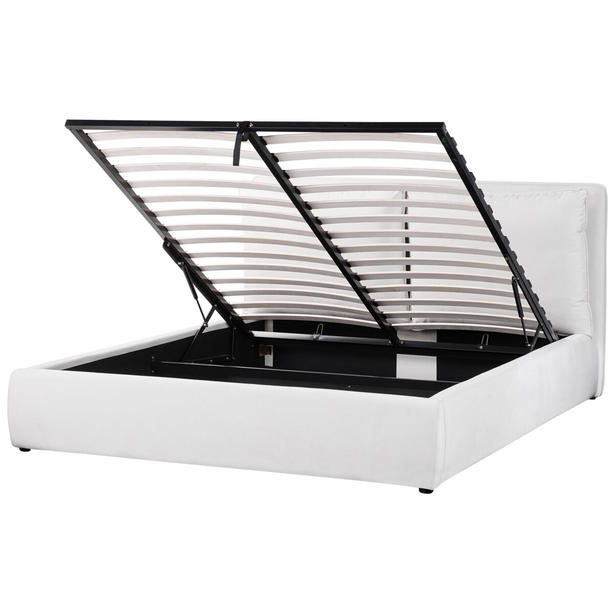 Łóżko z pojemnikiem welurowe 160 x 200 cm złamana biel BAJONNA