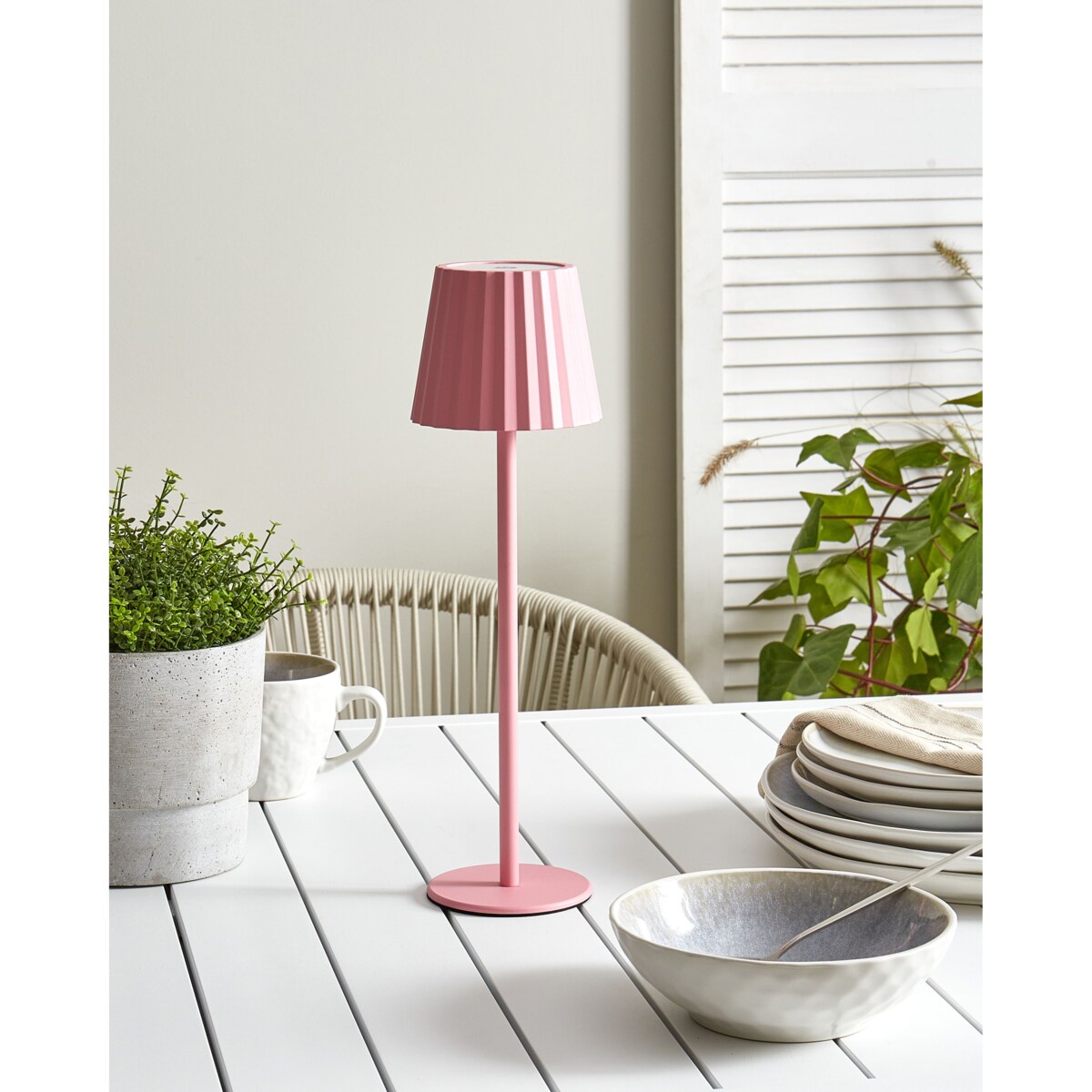 Lampa stołowa metalowa pastelowy róż POMBEIRO