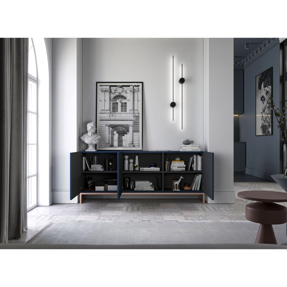Komoda RTV Glamour Szafka RTV Granatowy MAT 168 cm